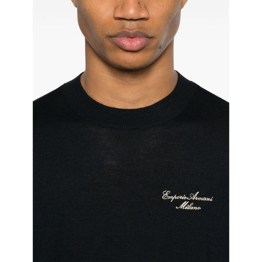 Emporio Armani Wool Blend Crewneck Sweater with Logo