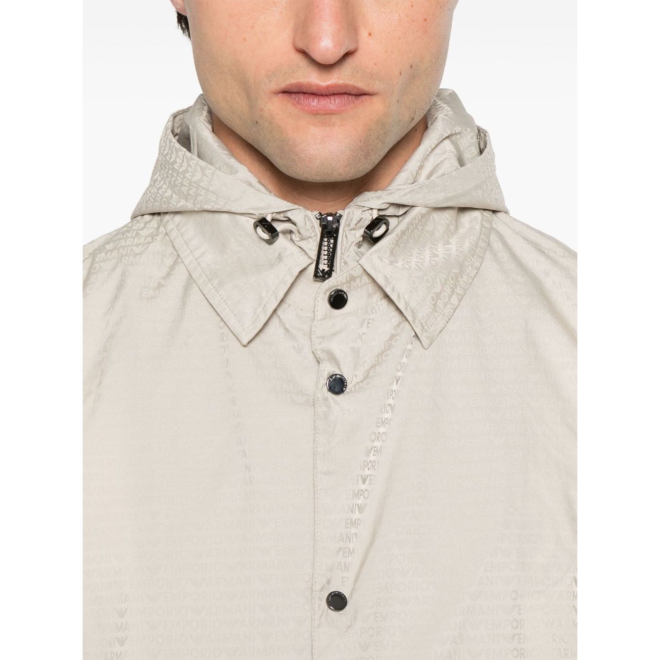 Emporio Armani Blouson with internal nylon bib jacquard all-over lettering