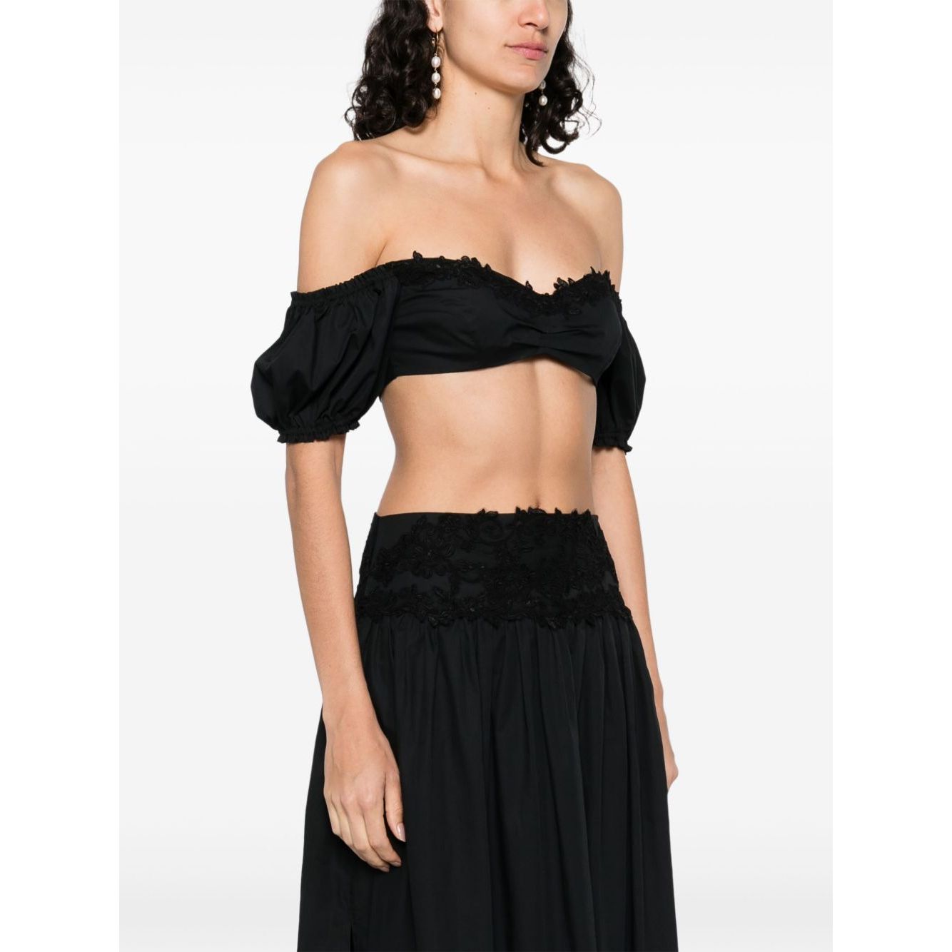 Ermanno Scervino Off-shoulder Lace detail cotton top