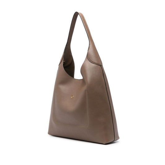 Coach Brooklyn leather hobo bag in light brown calf leather with single shoulder strap and logo stamp to the front.