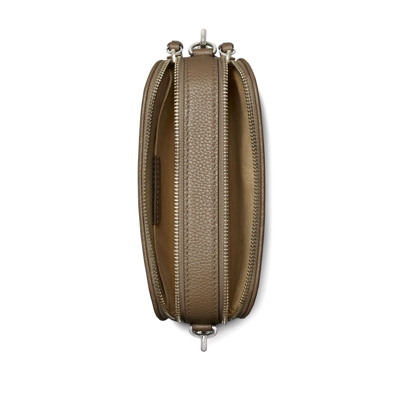 Front view with bag zipped and handles upright.