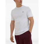 Brunello Cucinelli Cotton jersey crew neck T-shirt with logo and faux-layering