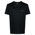Emporio Armani T-shirts and Polos Blue, navy lyocell blend, crew neck, short sleeves, logo print in front, stylish men's fashion