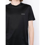 Emporio Armani T-shirts and Polos Blue - navy blue lyocell blend, crew neck, short sleeves, logo print, straight hem t-shirt.