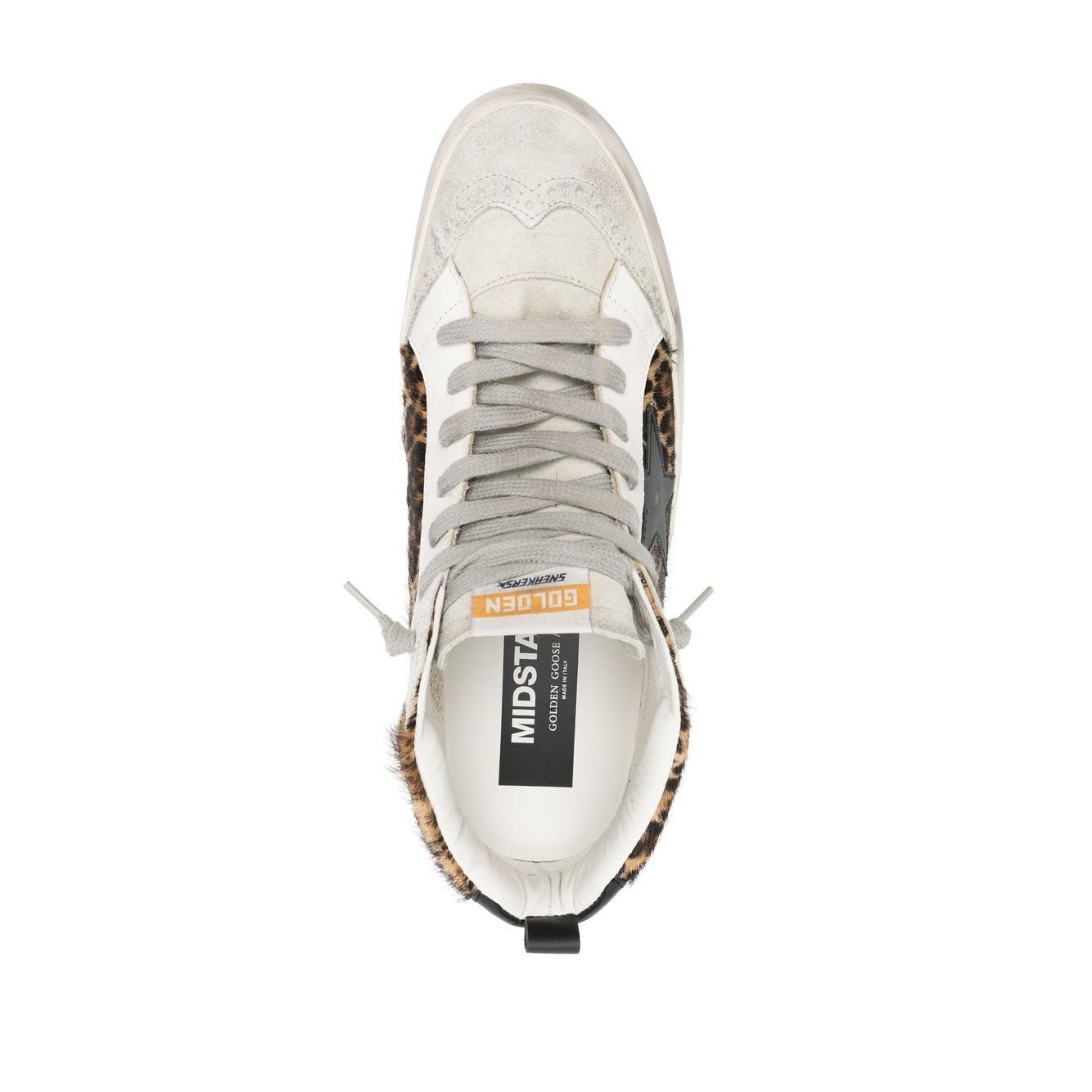 Golden Goose Mid Star Leo ponyskin shoe with star and comma