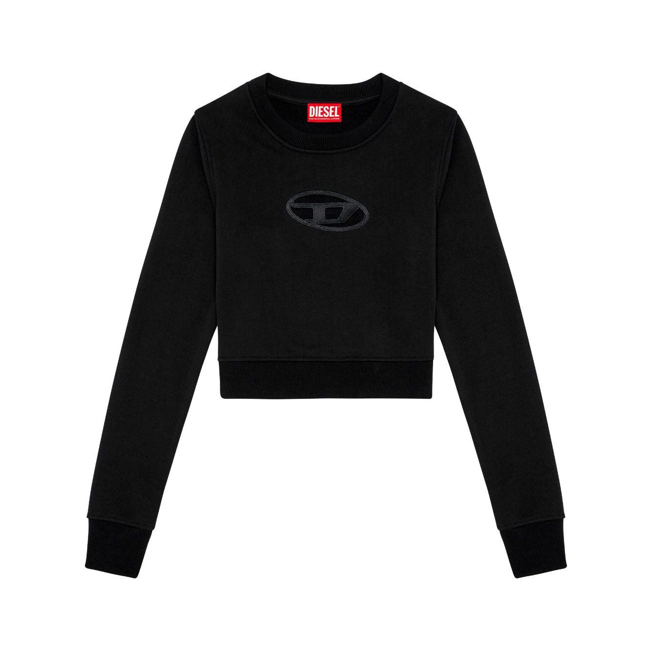 Diesel Sweaters Black cropped cotton blend sweatshirt with crew neck and cut-out detailing.