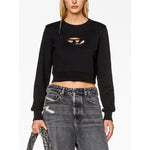 Diesel Sweaters Black cotton blend sweatshirt with cut-out detailing and ribbed cuffs, modeled