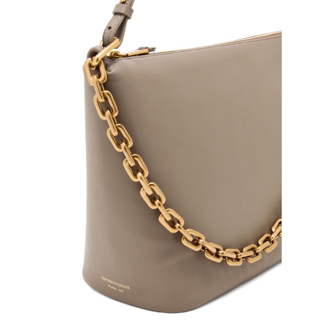 Emporio Armani Medium leather hobo bag with chain Handbag