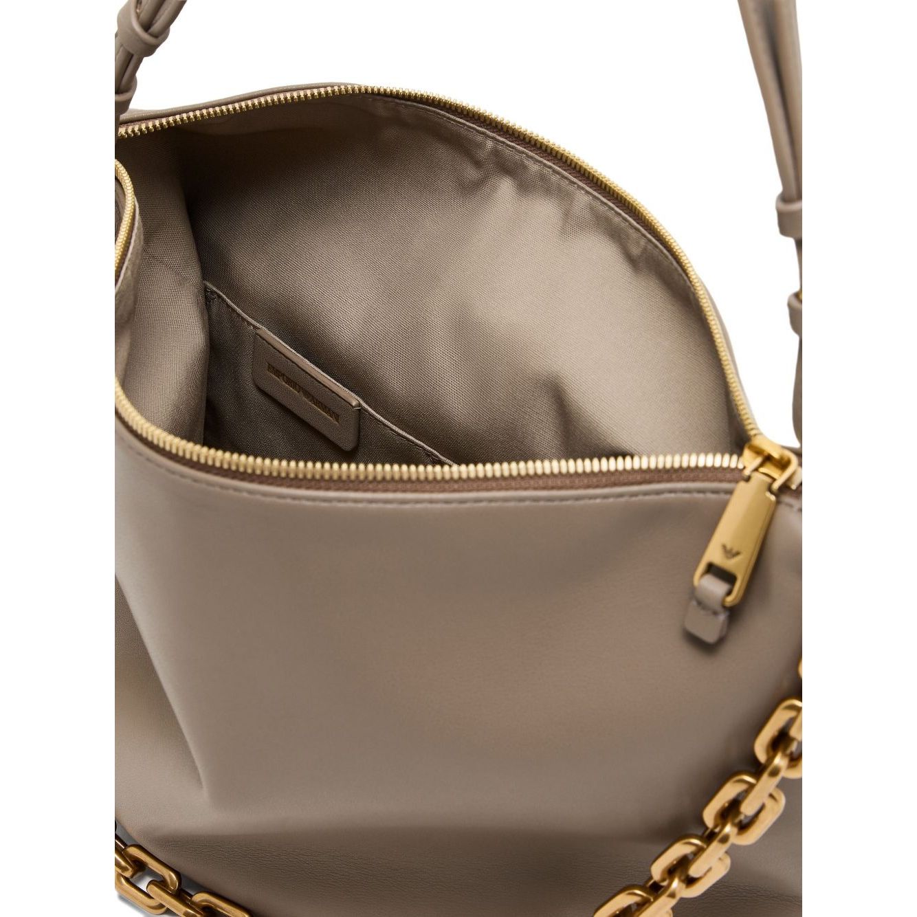 Emporio Armani Medium leather hobo bag with chain Handbag