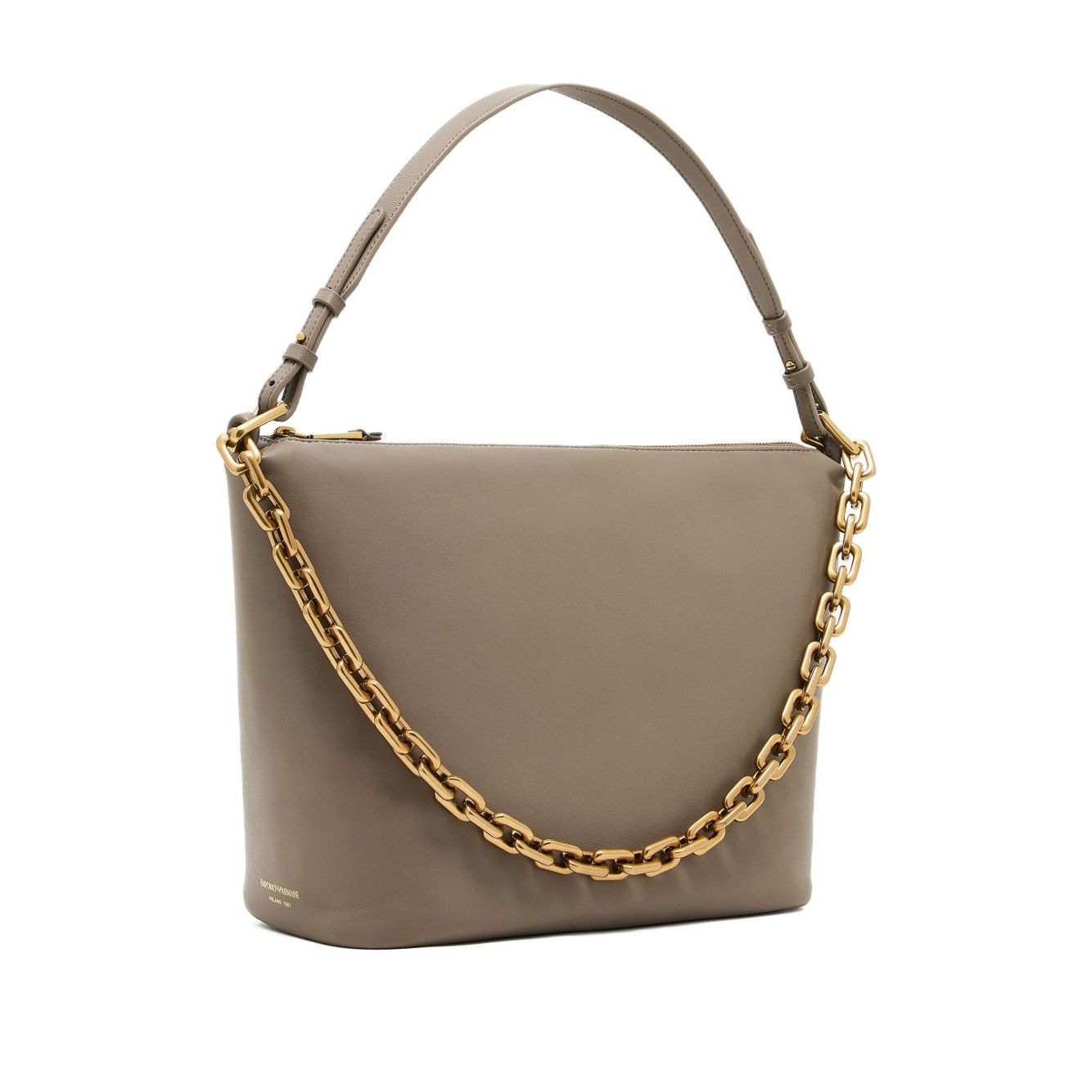 Emporio Armani Medium leather hobo bag with chain Handbag