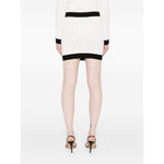 Balmain Button-embellished ribbed-knit mini skirt
