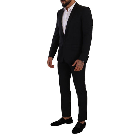 Dolce & Gabbana Black Fantasy GOLD Wool Slim Fit 2 Piece Suit