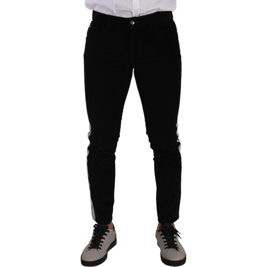 Dolce & Gabbana Black Cotton Stretch Skinny Corduroy Jeans
