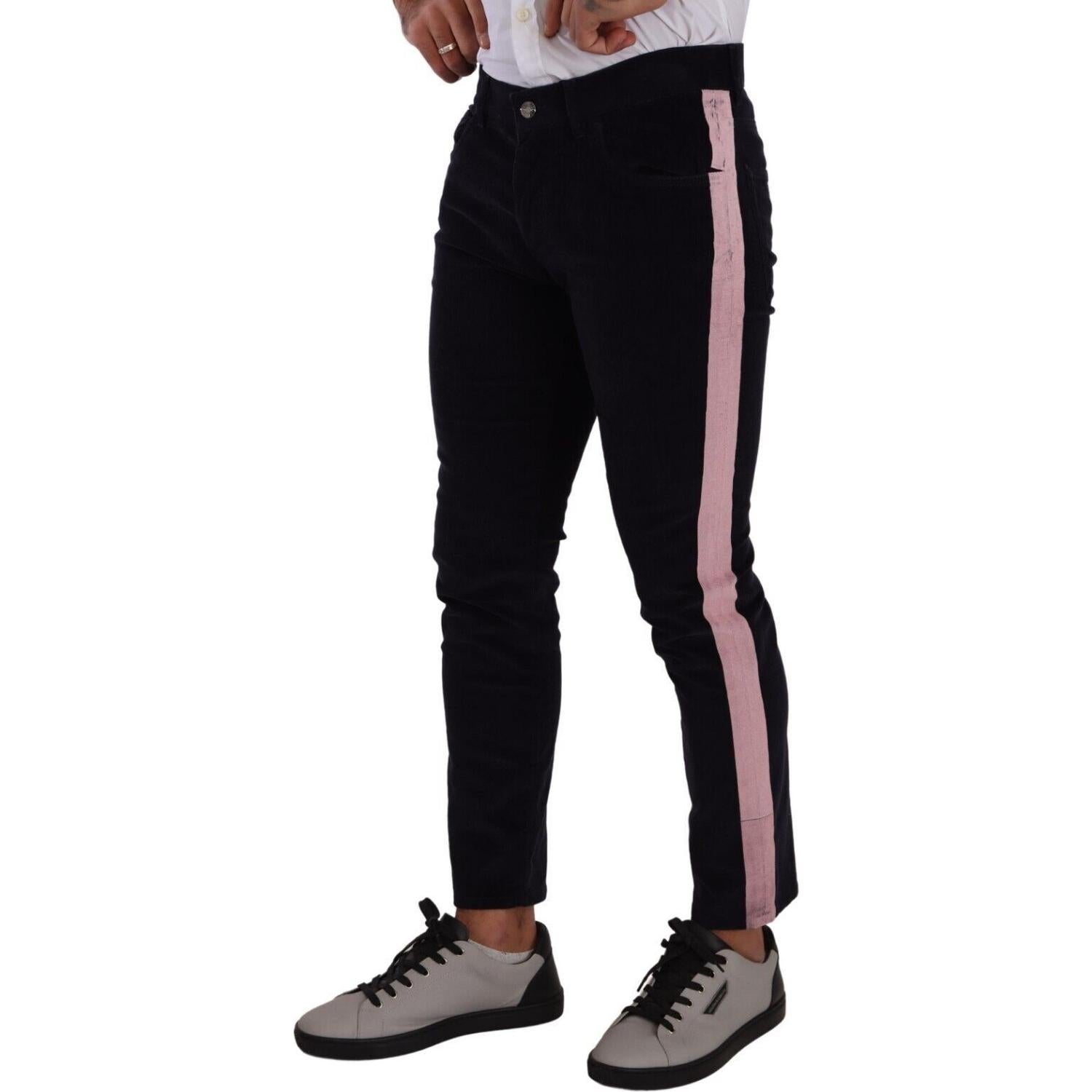 Dolce & Gabbana Blue Corduroy Cotton Stretch Skinny Jeans