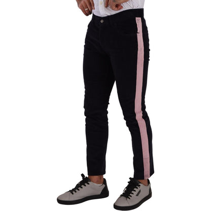 Dolce & Gabbana Blue Corduroy Cotton Stretch Skinny Jeans