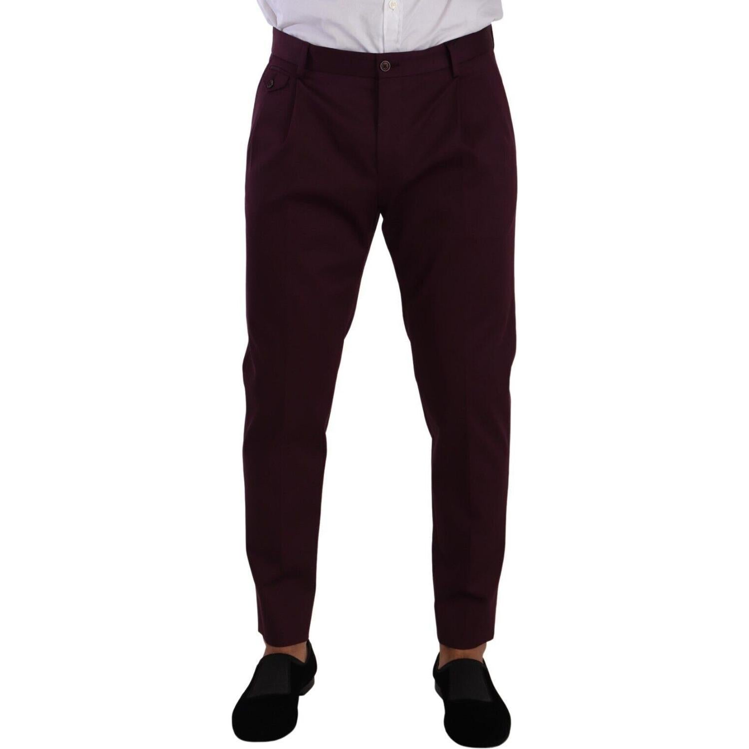 Dolce & Gabbana Purple Cotton Tapered Chinos Dress Pants