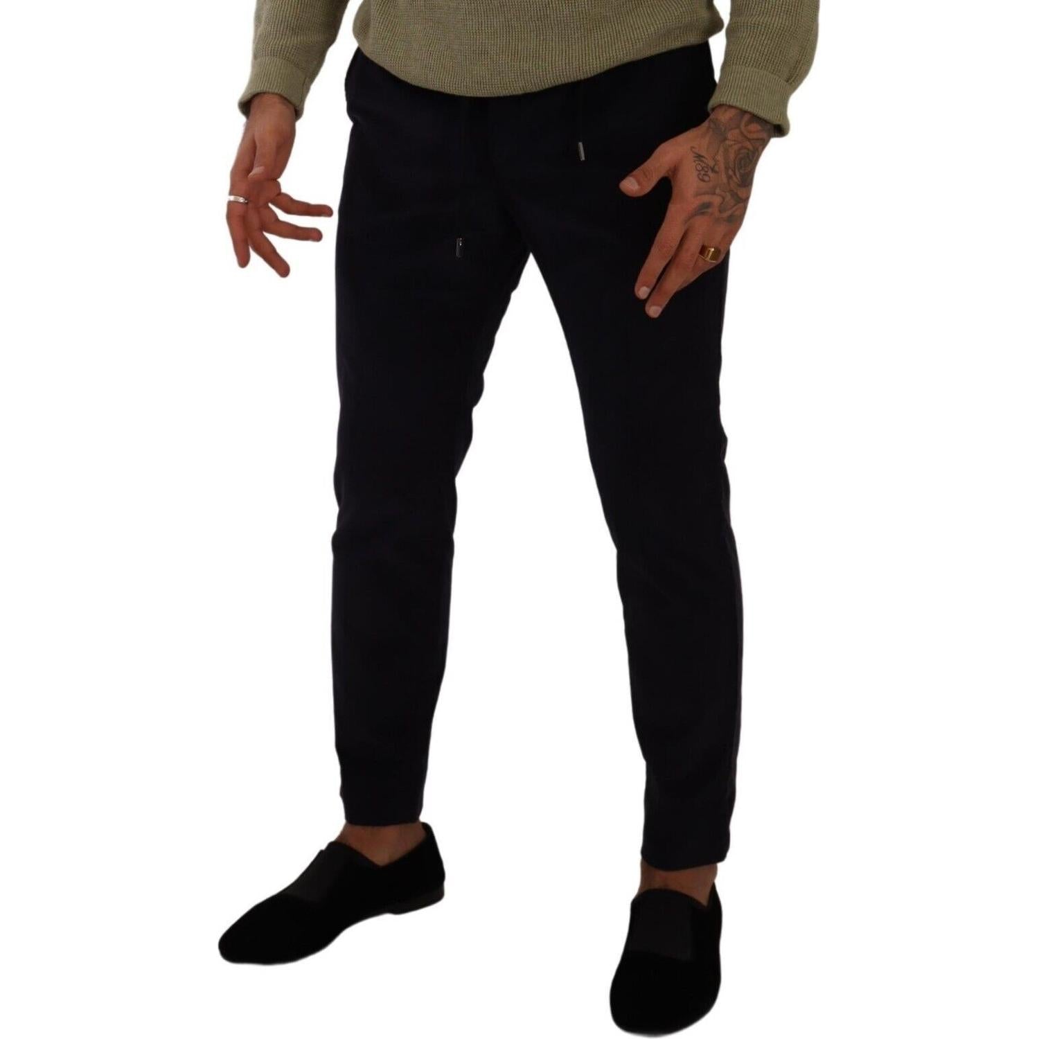 Dolce & Gabbana Blue Cotton Skinny Corduroy Trouser Pants