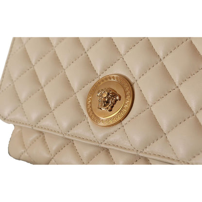 Versace Elegant White Nappa Leather Shoulder Bag