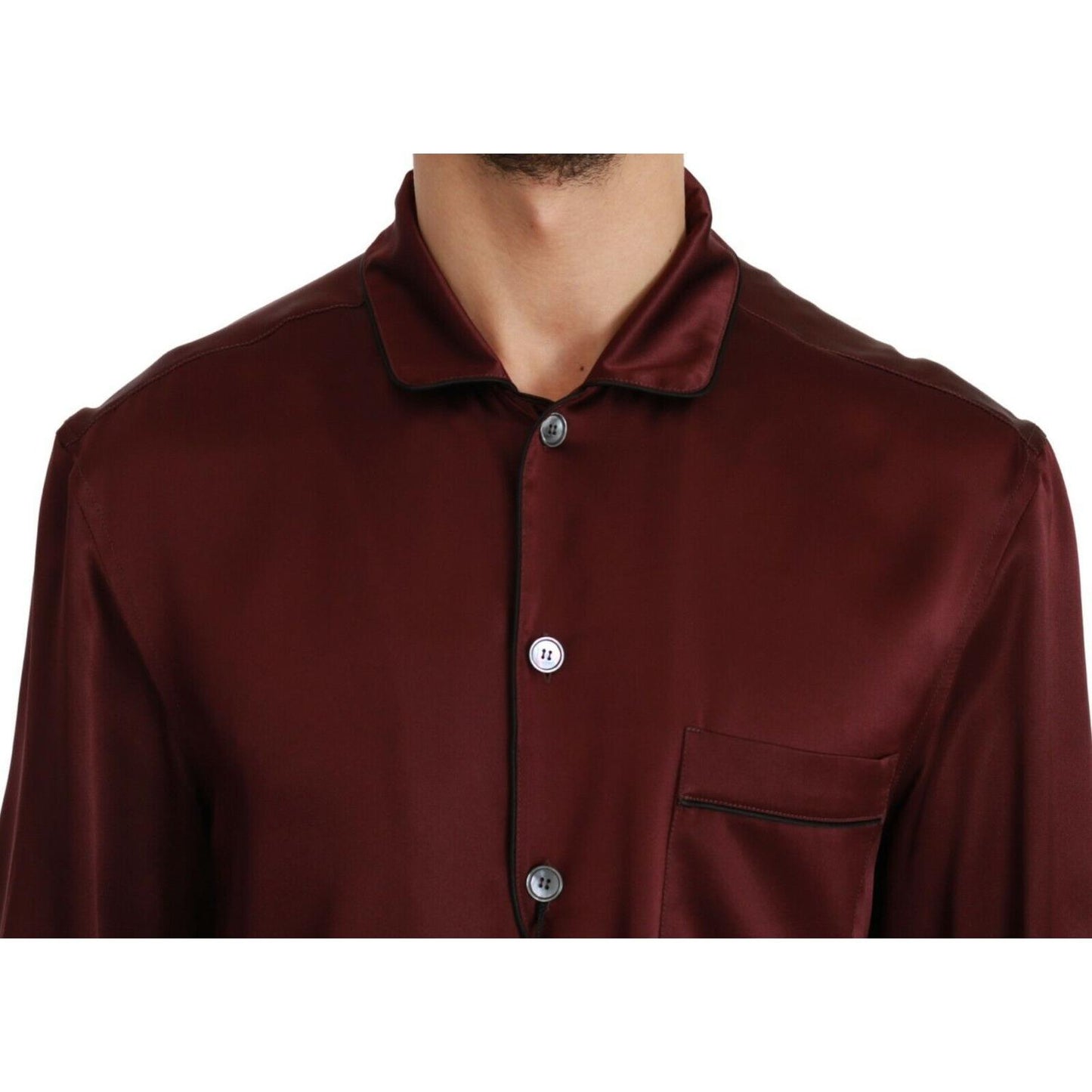 Dolce & Gabbana Bordeaux Silk Pajama Casual Shirt