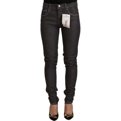 Acht Black Low Waist Skinny Denim Slim Fit Jeans
