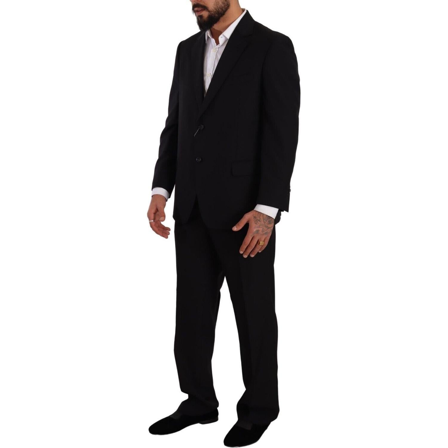 Domenico Tagliente Black Polyester Single Breasted Formal Suit