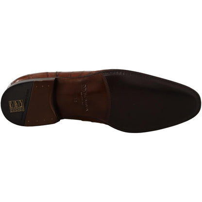 Dolce & Gabbana Brown Crocodile Leather Mens Formal Derby Shoes