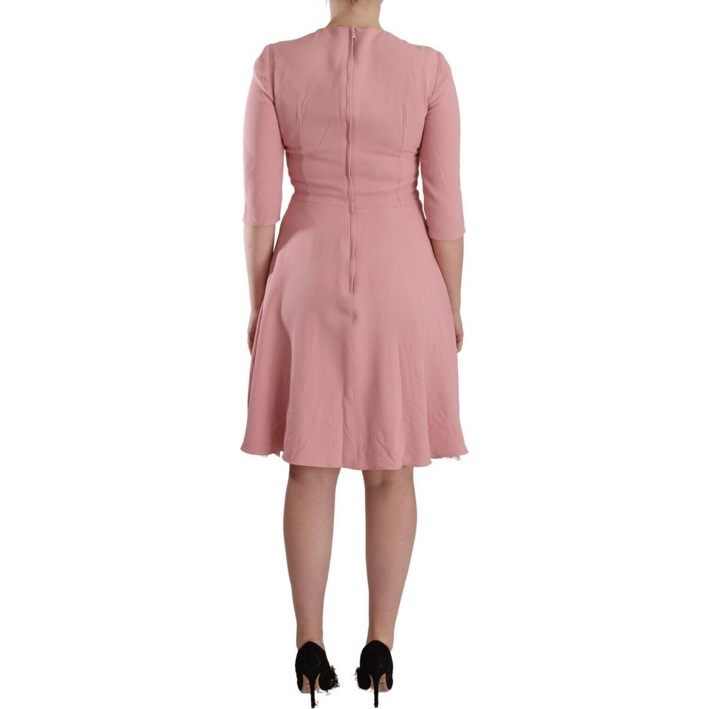 Dolce & Gabbana Pink 3/4 Sleeves Viscose Blend A-line Dress