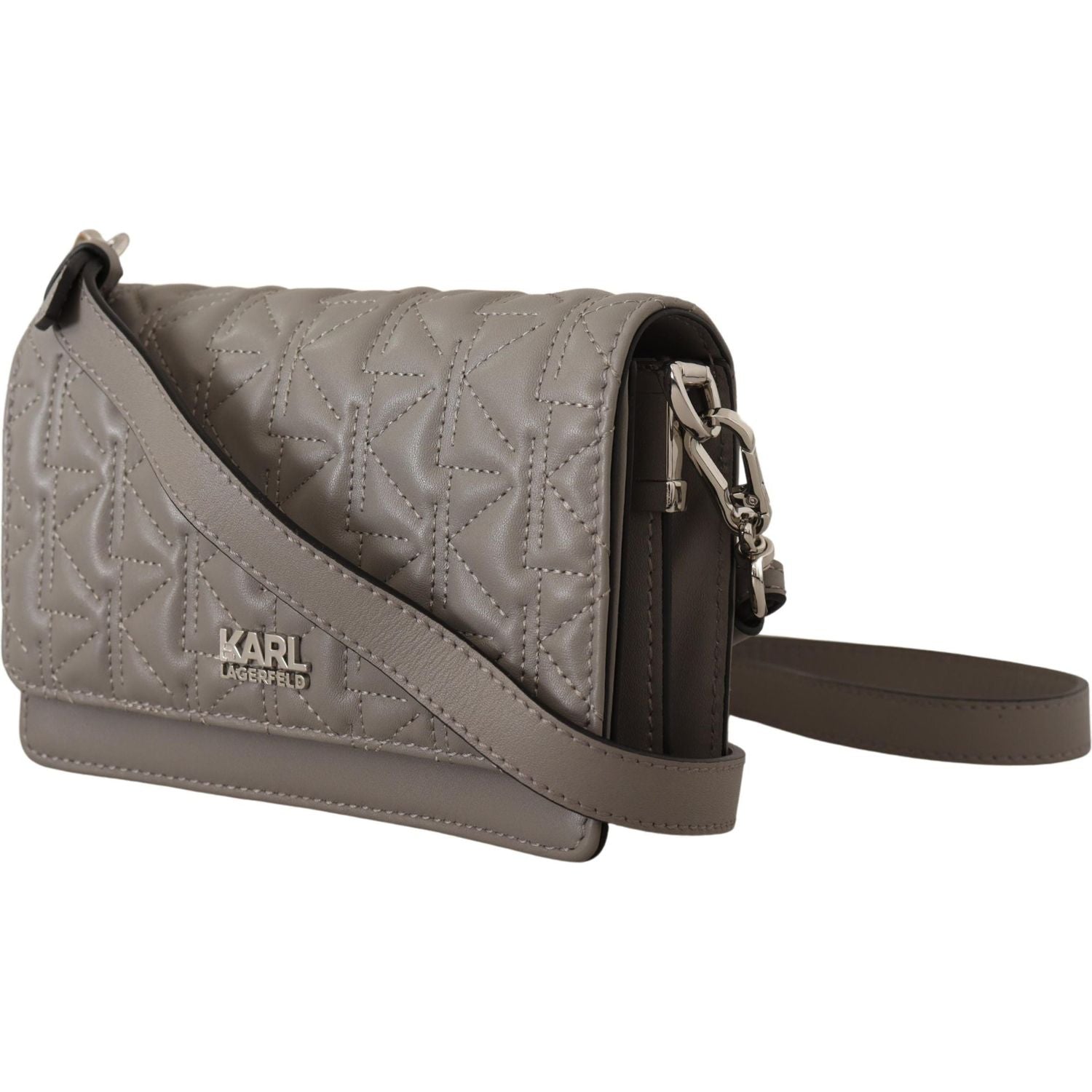 Karl Lagerfeld Light Grey Leather Crossbody Bag