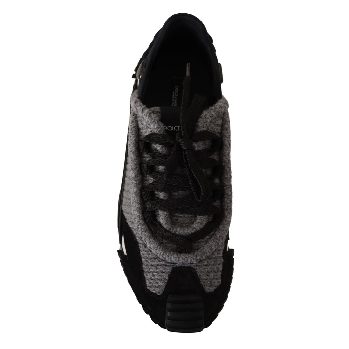 Dolce & Gabbana Black Gray Fabric Lace Up NS1 Sneakers Shoes