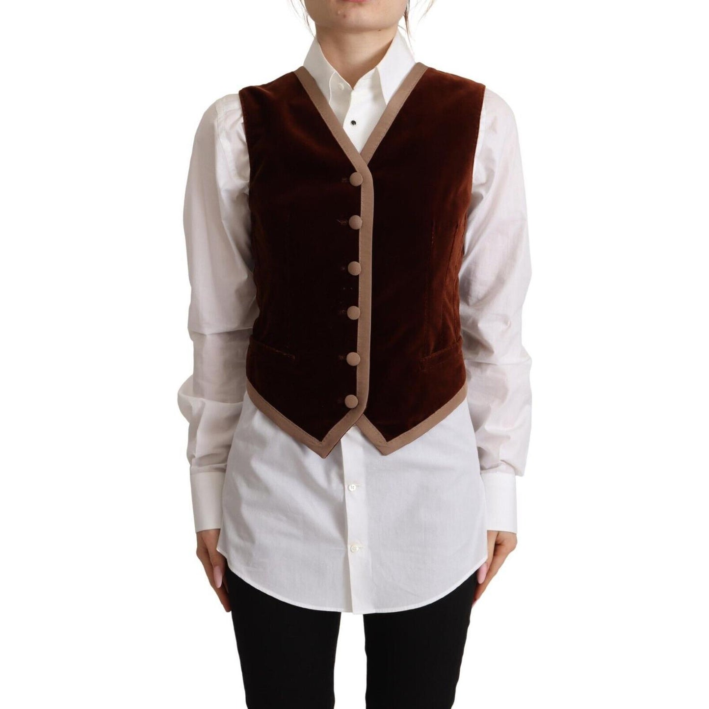 Dolce & Gabbana Bordeaux Velvet Cotton V-neck Sleeveless Vest Top