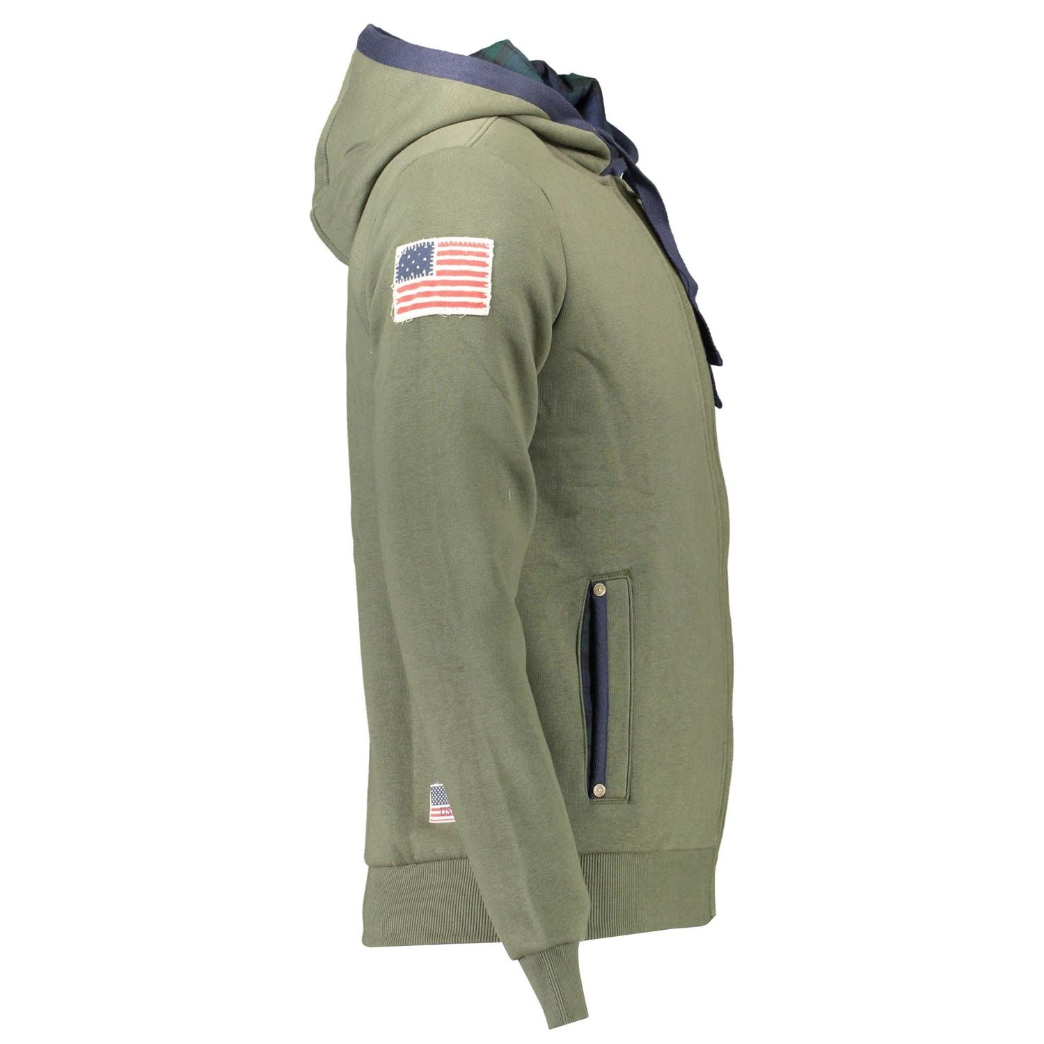 Front view with bag zipped and handles upright.