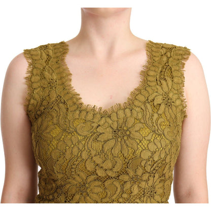 Dolce & Gabbana Brown Floral Lace Maxi Floor Length Dress