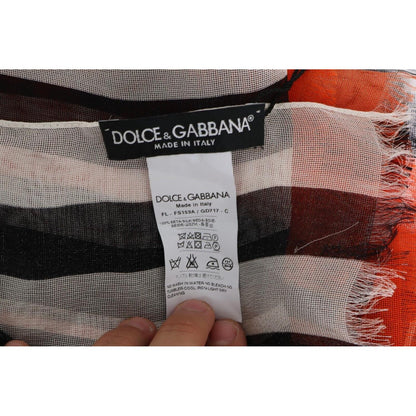 Dolce & Gabbana Multicolor Striped Silk Shawl Fringes Scarf