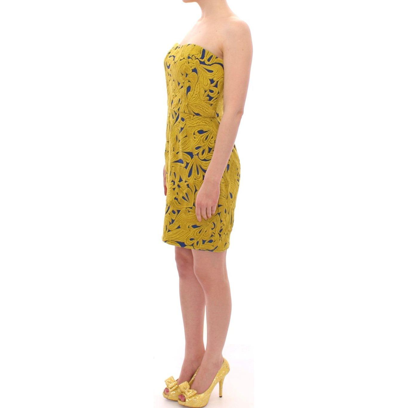 Sachin & Babi Blue Yellow Strapless Bubble Mini Shift Dress