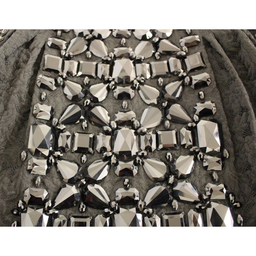 Dolce & Gabbana Black Crystal Handmade Above Knee Skirt