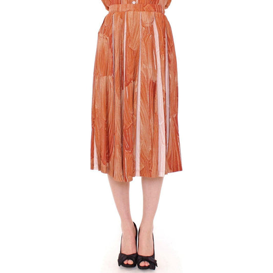 Licia Florio Brown Orange Below Knee Full Skirt