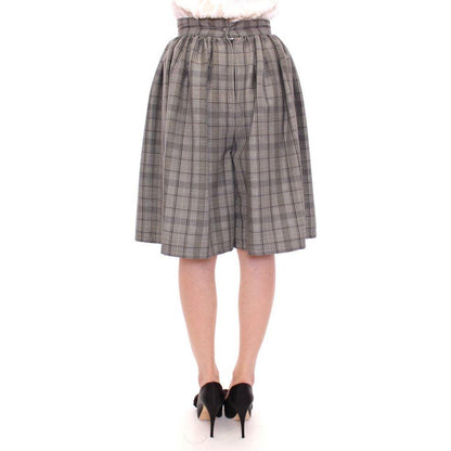 NOEMI ALEMÁN Gray Checkered Wool Shorts Skirt