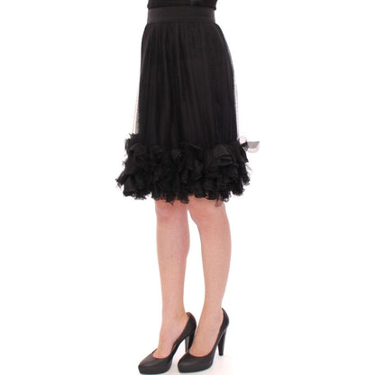 Dolce & Gabbana Black Silk Transparent Above Knees Skirt