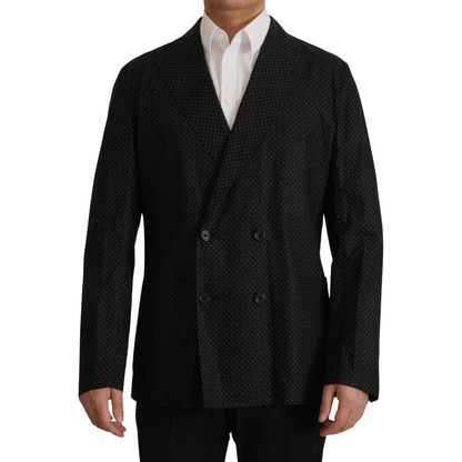 Dolce & Gabbana Black Polka Dotted Cotton Blazer Jacket
