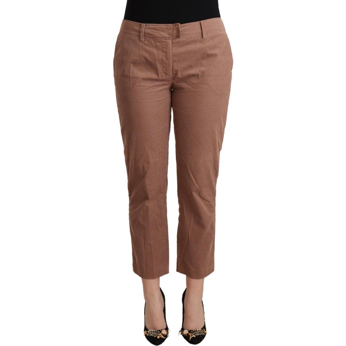Costume National Brown Cotton Tapered Cropped Pants