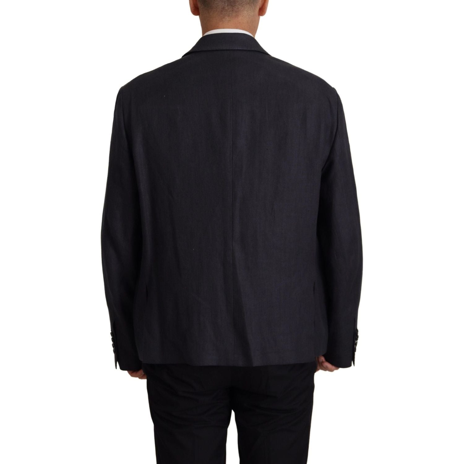 Dolce & Gabbana Blue Linen Formal Mens Blazer Jacket