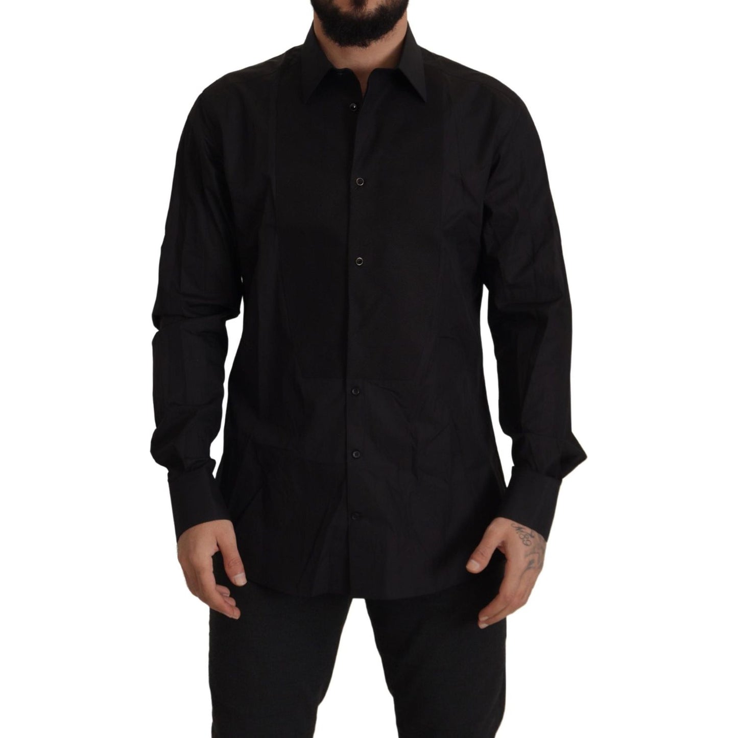 Dolce & Gabbana Black GOLD Slim Fit Tuxedo Dress Shirt