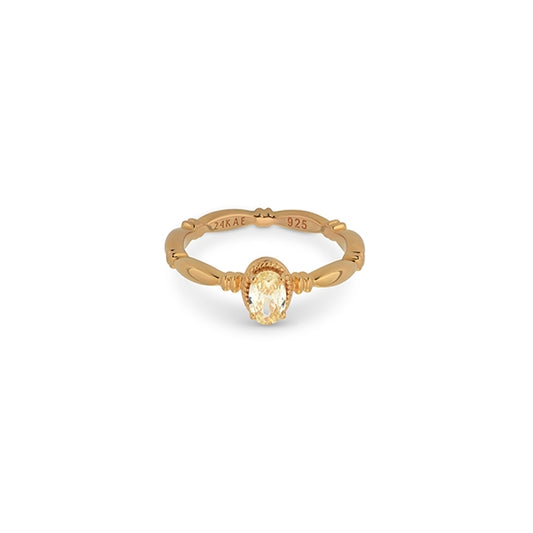 24KAE JEWELS JEWELRY Mod. 12441Y/54 elegant gold ring with a central gemstone showcased