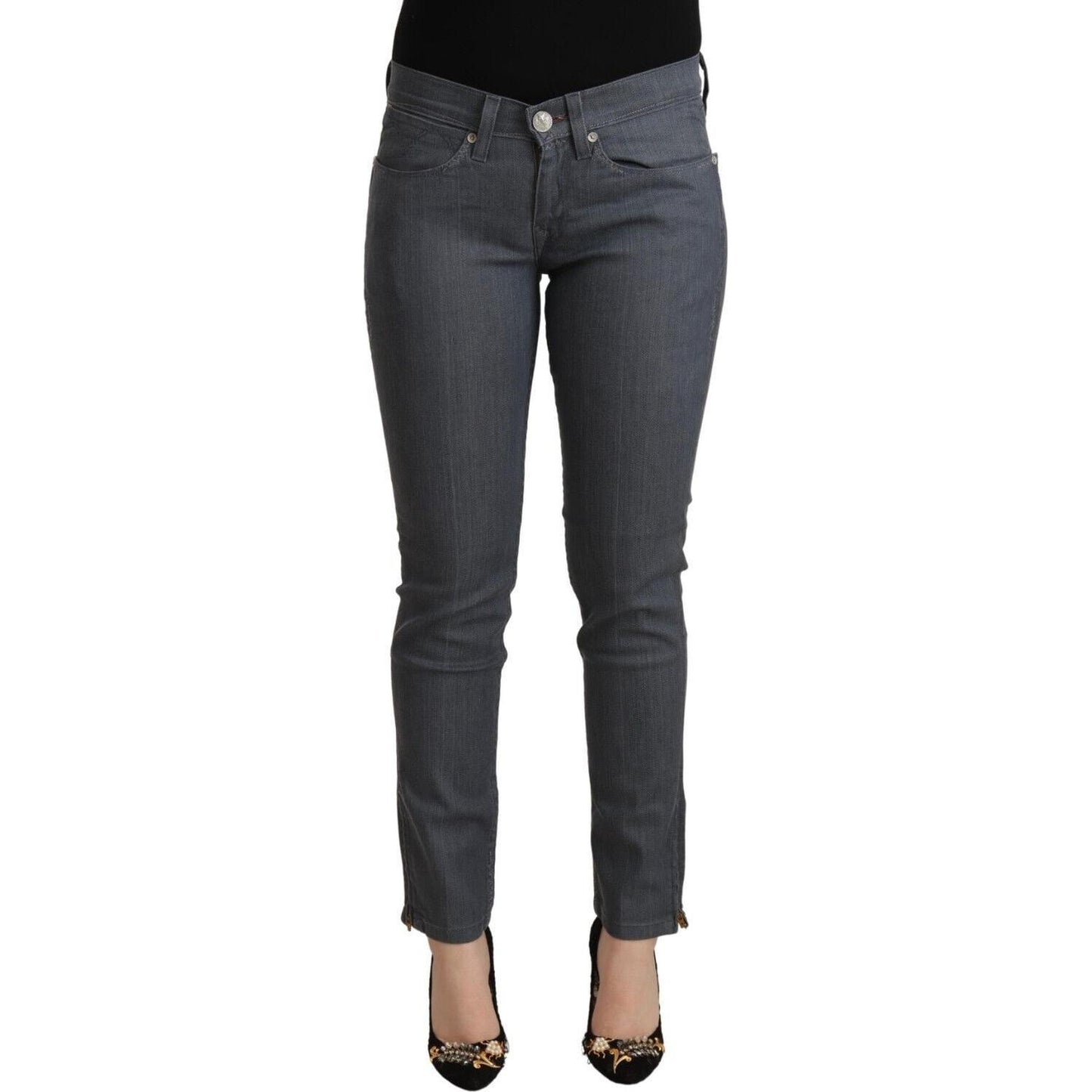 Levi's Gray Cotton Low Waist Skinny Denim Jeans