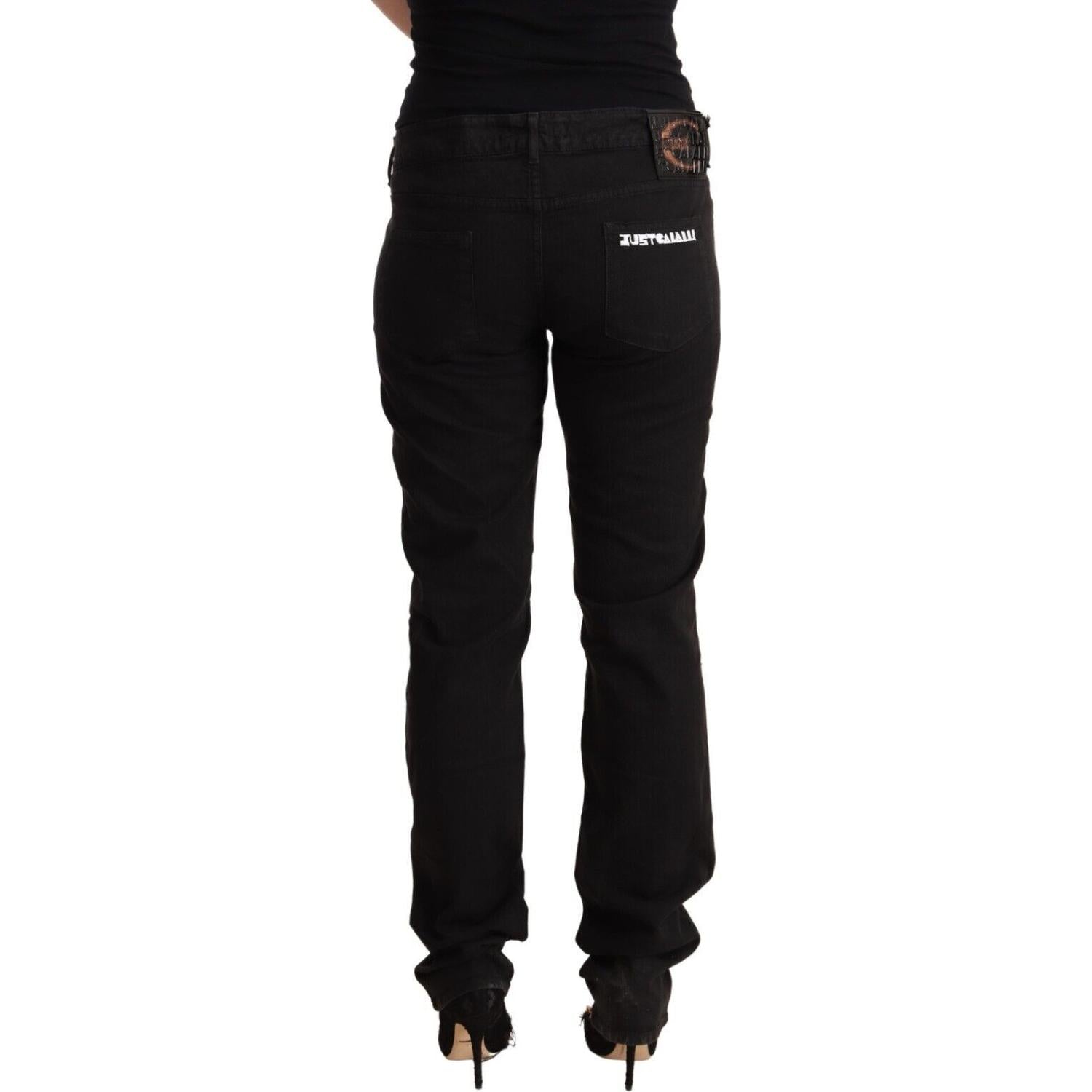 Just Cavalli Black Mid Waist Denim Cotton Skinny Jeans
