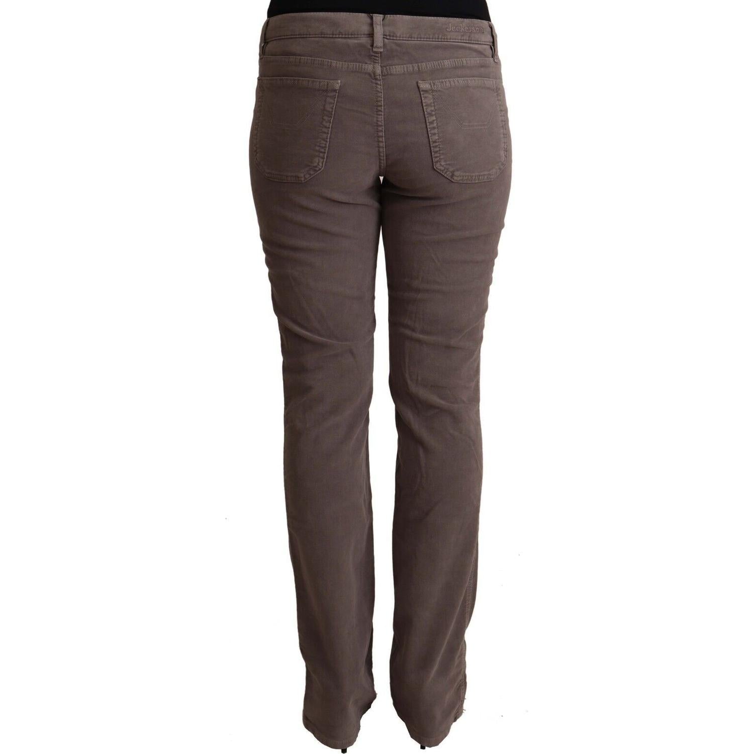 Jeckerson Brown Cotton Low Waist Iconic Patches Leg Denim Jeans