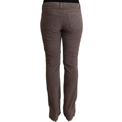 Jeckerson Brown Cotton Low Waist Iconic Patches Leg Denim Jeans