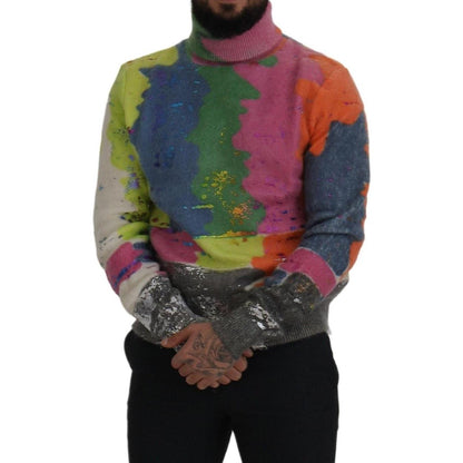 Dolce & Gabbana Multicolor Turtleneck Pullover Mohair Sweater
