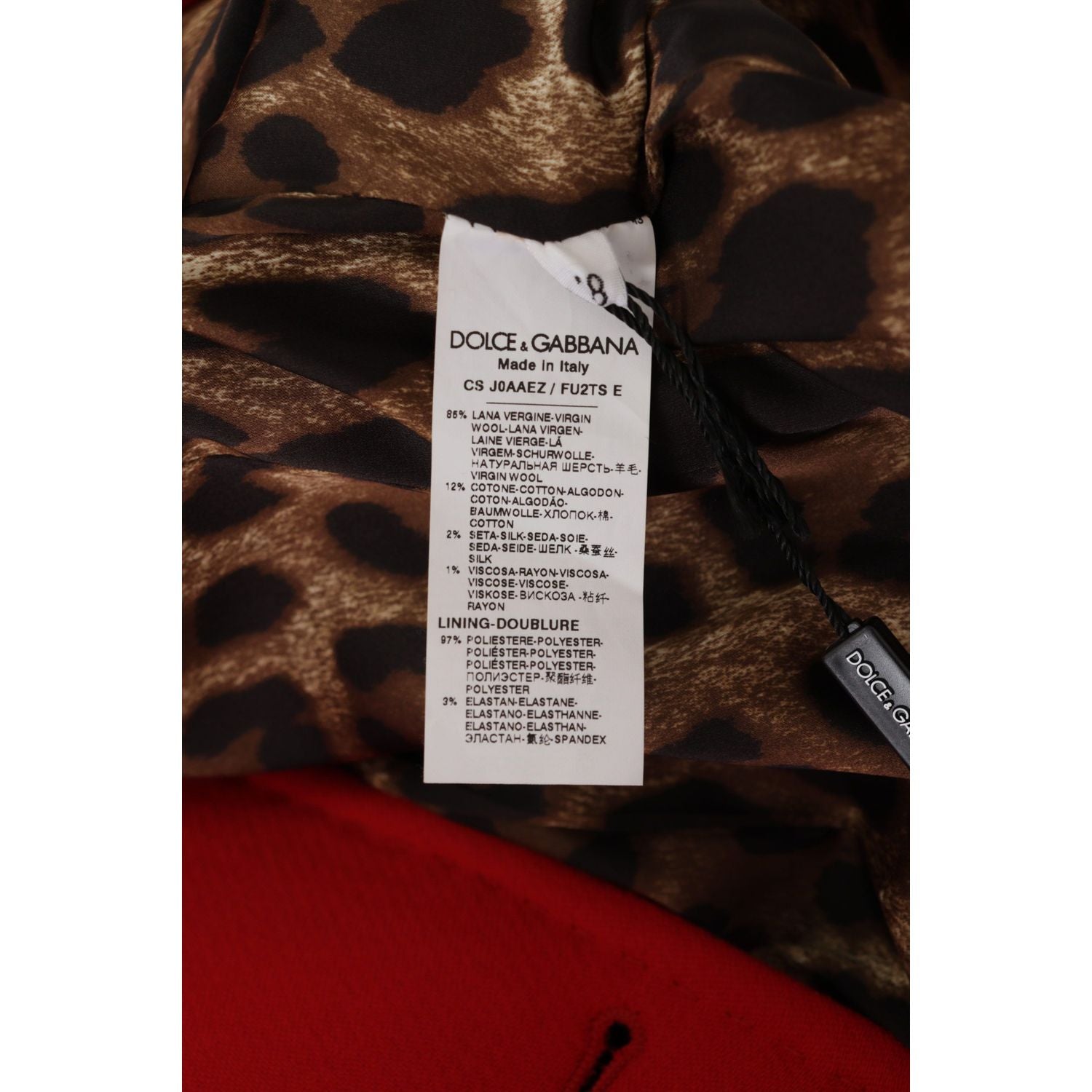 Dolce & Gabbana Red Leopard Wool Trenchcoat Jacket