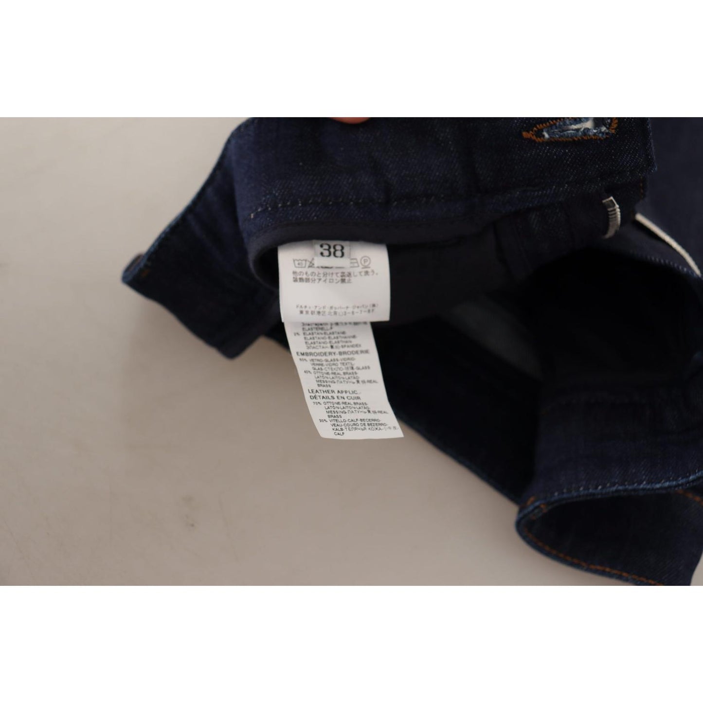 Dolce & Gabbana Blue Denim Stretch Crystal Hot Pants Shorts